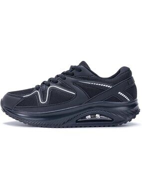 Women's Black White Sneakers Lace-up Slip On Walking Tennis Shoes Easy To Wear